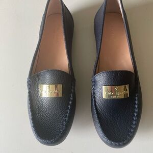 Kate Spade Navy Loafers with Gold Accent